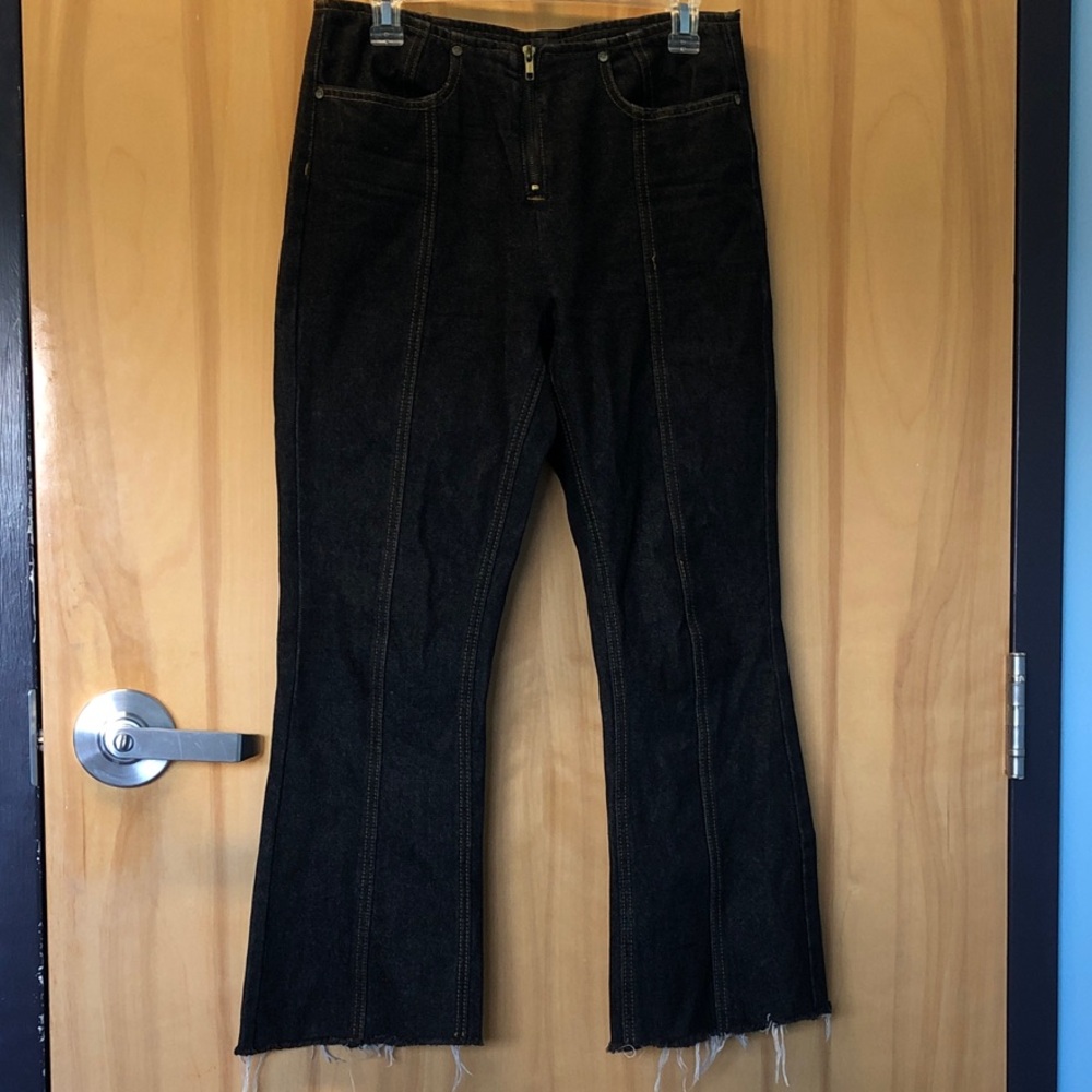 Black Flared Milk It Jeans with Raw Hem 28 waist inseam 27